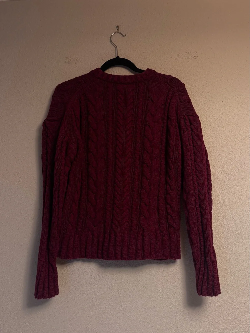 J.Crew Cotton Women's Cable Knit Crewneck Sweater - Berry